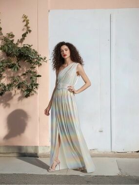 retrofête “Andrea” Iridescent One-Shoulder Maxi Dress | Size M | NWT